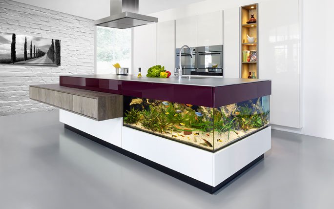 Kücheninsel Aqua mit integriertem Aquarium