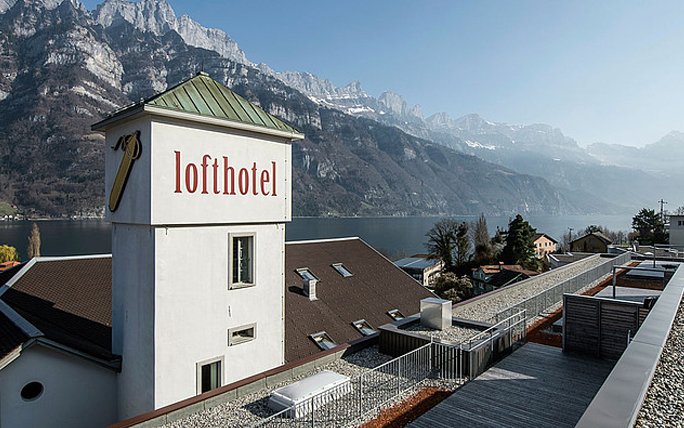 Beherbergt auch Motorrräder: Loft-Hotel in Murg (Schweiz)