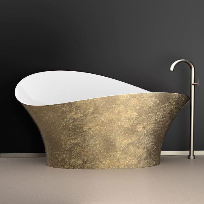 Flower Tub: Freistehende Badewanne aus Gold