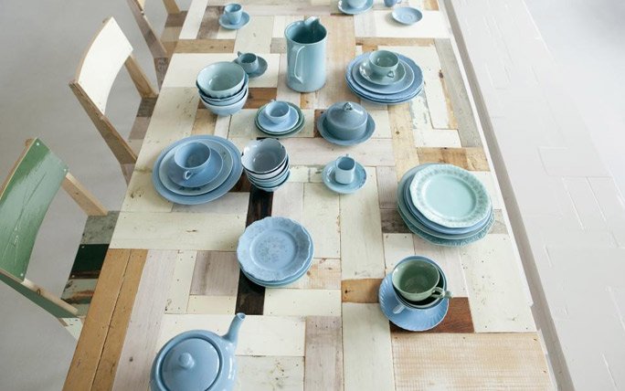 Tisch, Stühle und Porzellan von Piet Hein Eek